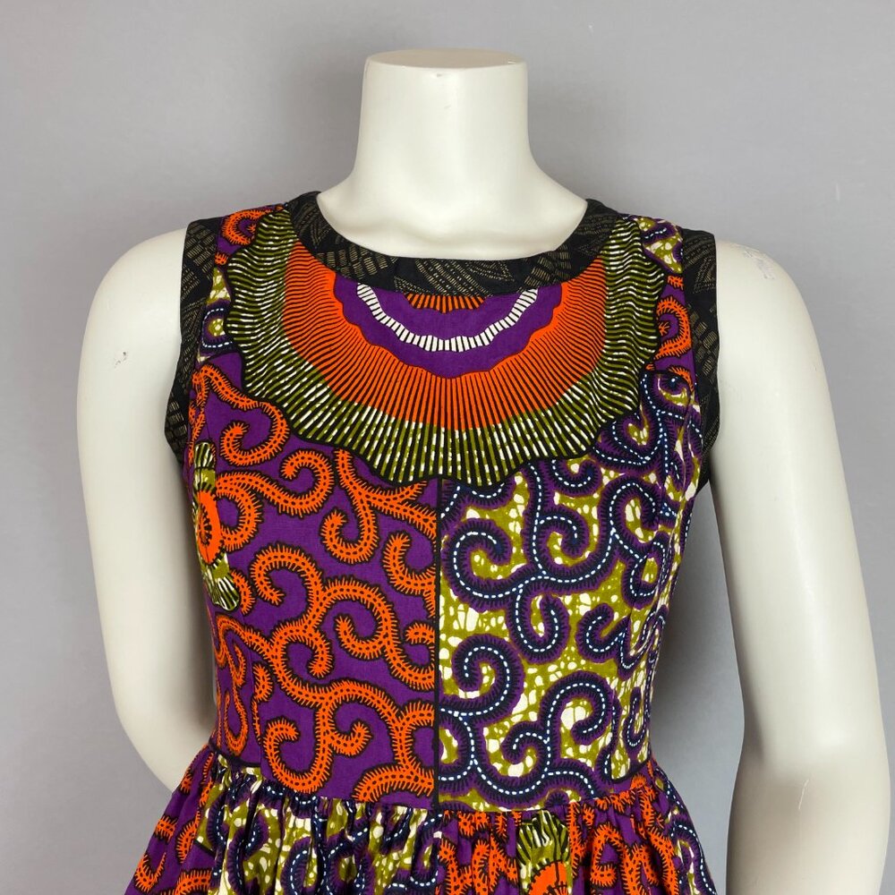 Kutula by Africana Dress Sleeveless Wax Print‎ Batik Ankara Fit and Flare - Picture 3 of 12